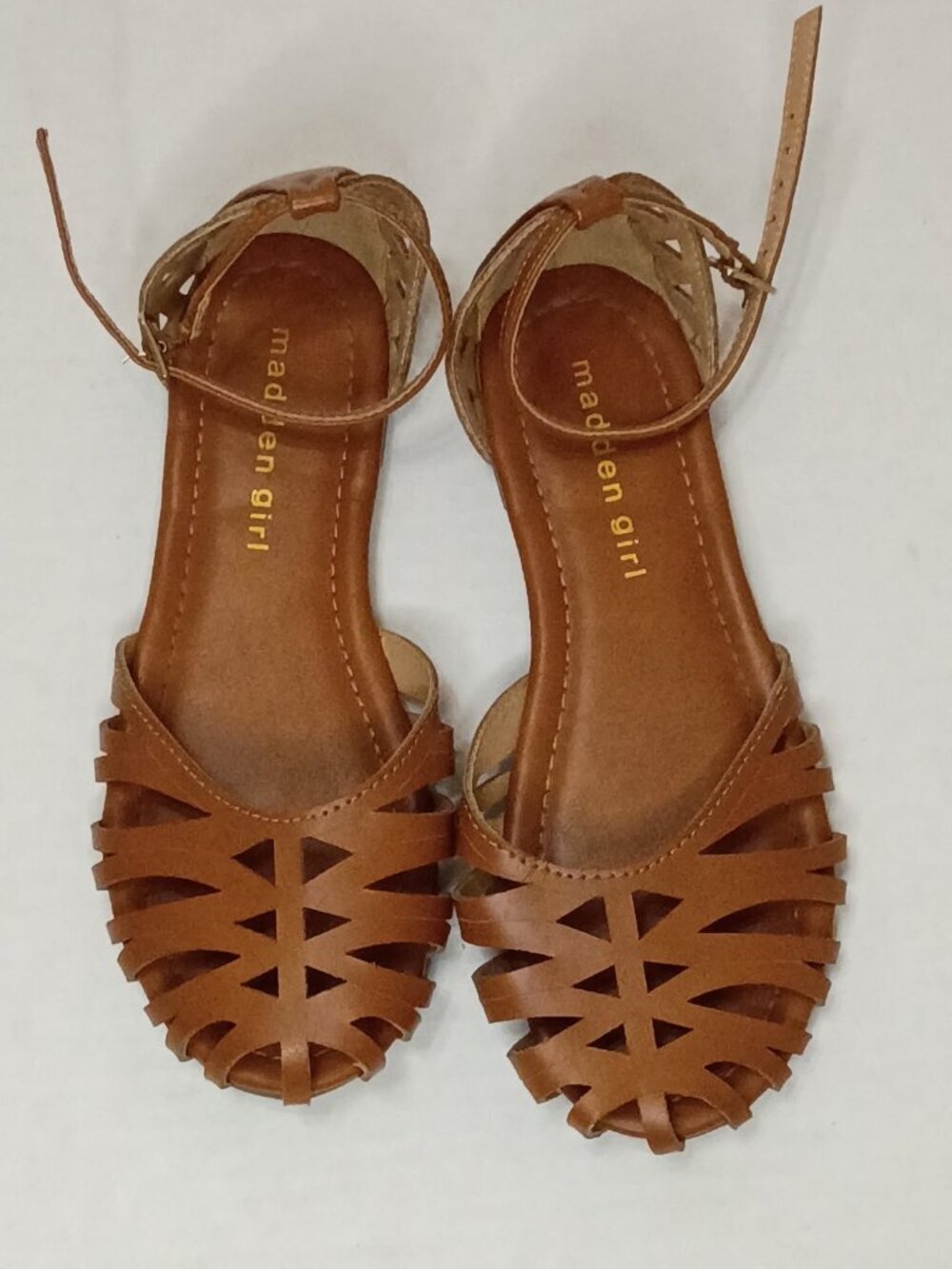 Madden Girl Sukiee Kids Huarache Sandals Size 1 Cognac
